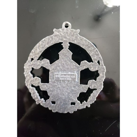 Pewter Metal Cathedral Art Christmas Ornament God Bless Teachers - No Box - Picture 3 of 5